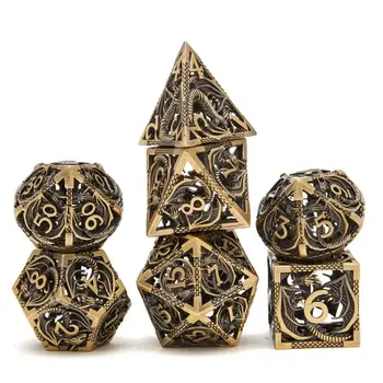 7 adet için Hollow Metal zar Set DND ahtapot Polyhedron zar için RPG kurulu oyunu Pathfinder Metal zar D4 D6 D8 D0 D % D12 D20 zar