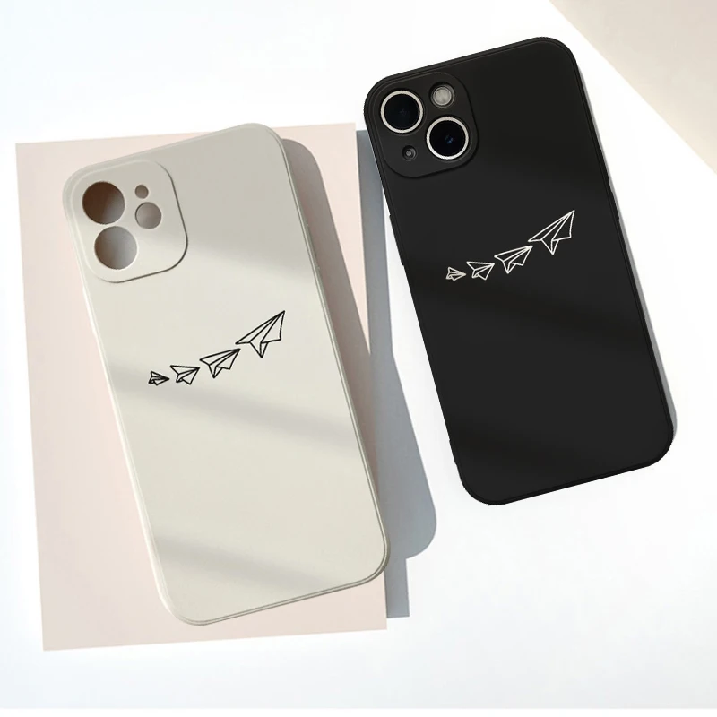 Ins ورقة طائرة طائرة جراب هاتف آيفون 16 17 15 11 12 14 13 برو ماكس ميني X XR 7 8 زائد SE 16E الهواء ماتي غطاء Fundas