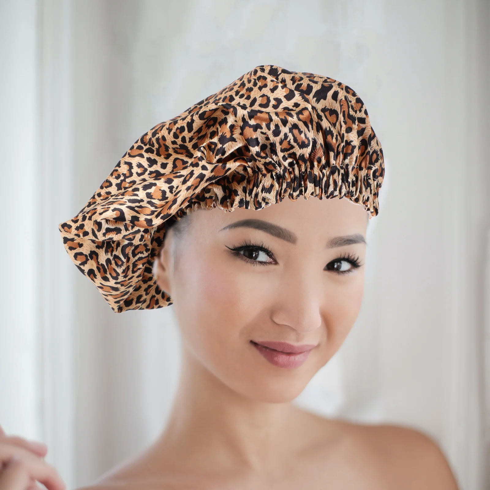Touca de banho com fivela ajustável, gorro de cetim para cabelo, chapéu de dormir feminino, noite grande