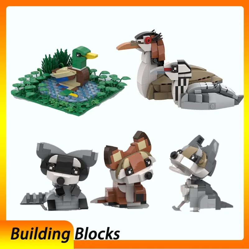 

Spot small particle building blocks animal model building blocks MOC-97102 grassland trio fox wolf 188821 duck 175055 diving bir