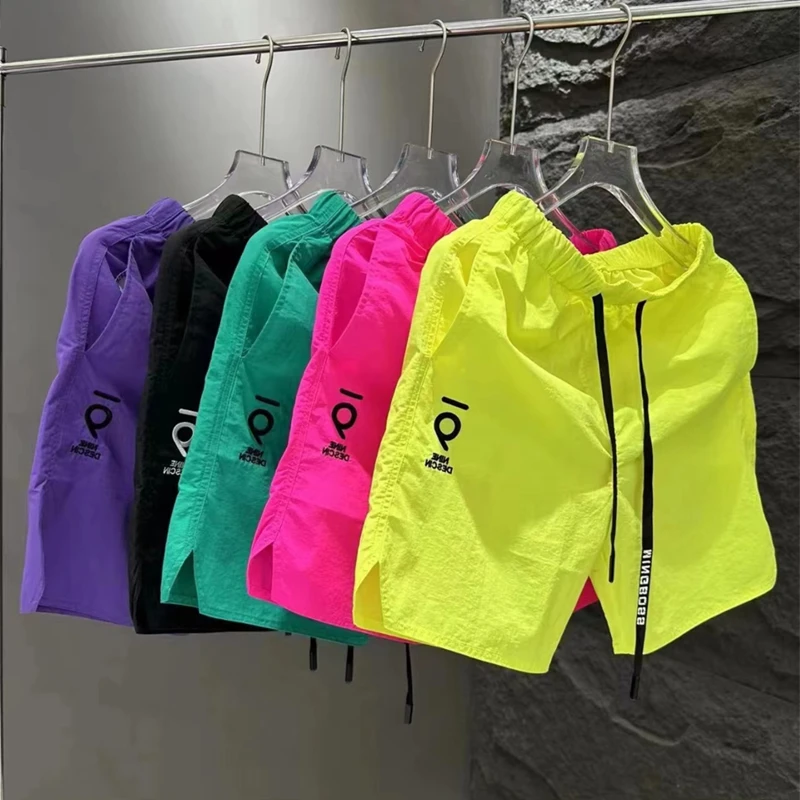 

Summer New Men's Candy Color Faion Qui Dry Loose Comfortable Breathable Beach orts Five-Quarter Pants Casual Straight Leg