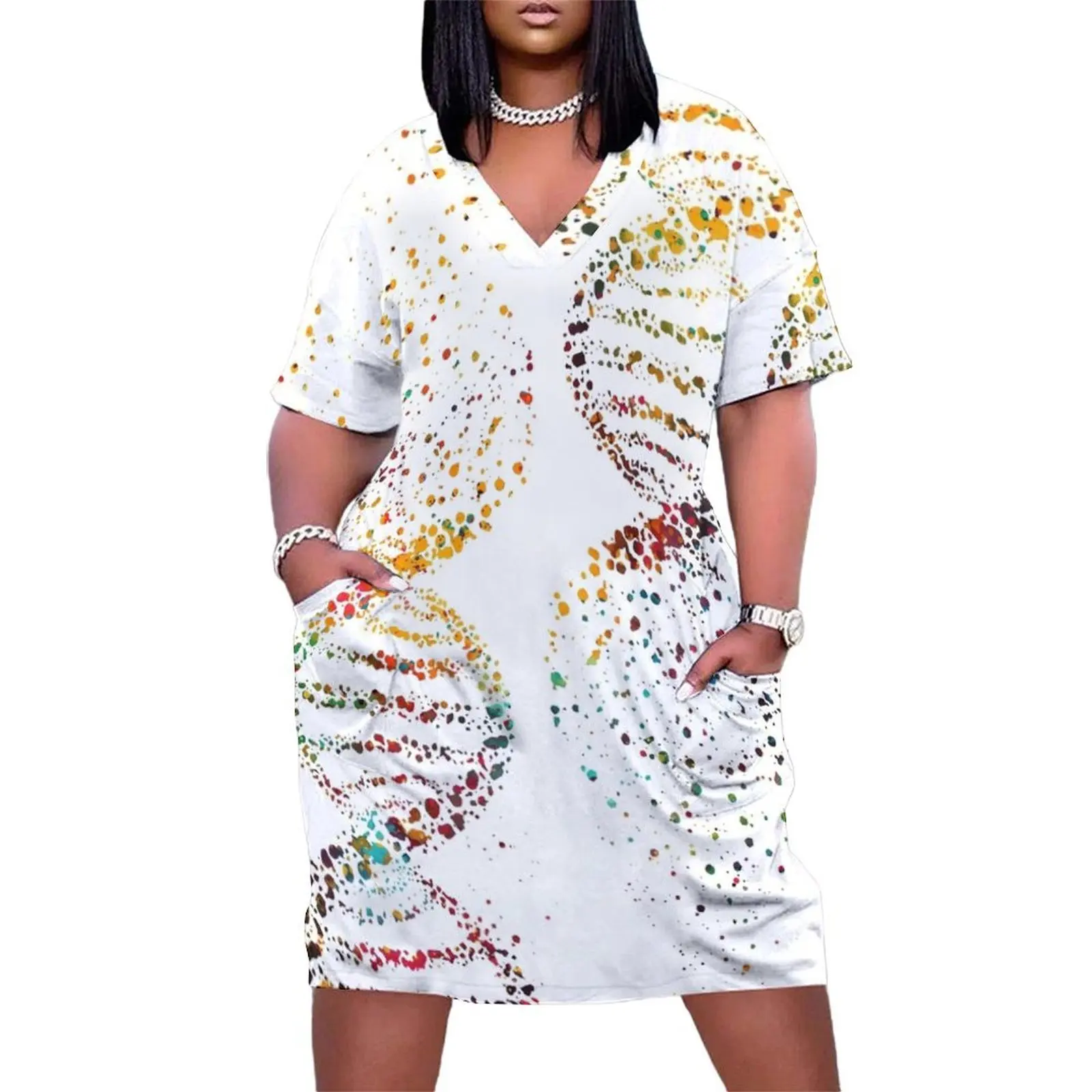 DNA, Watercolor Art,Dna double helix genetic Loose Pocket Dress cute dress beach dress