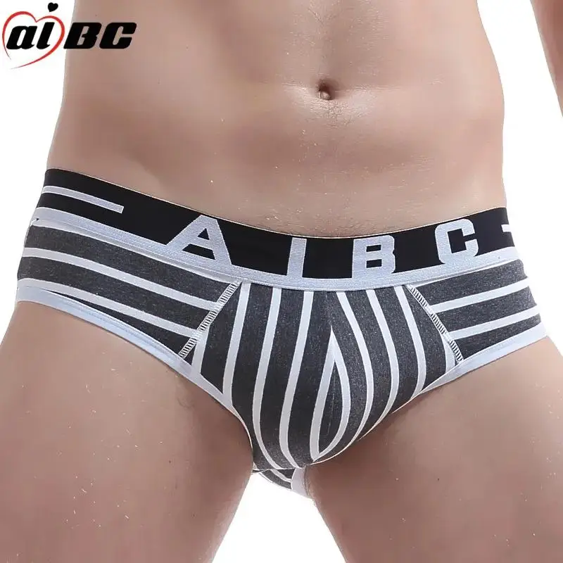 AIBC Cotton Underwear For Men Striped Briefs U Convex Pouch Comfortable Mens Underpants Daily