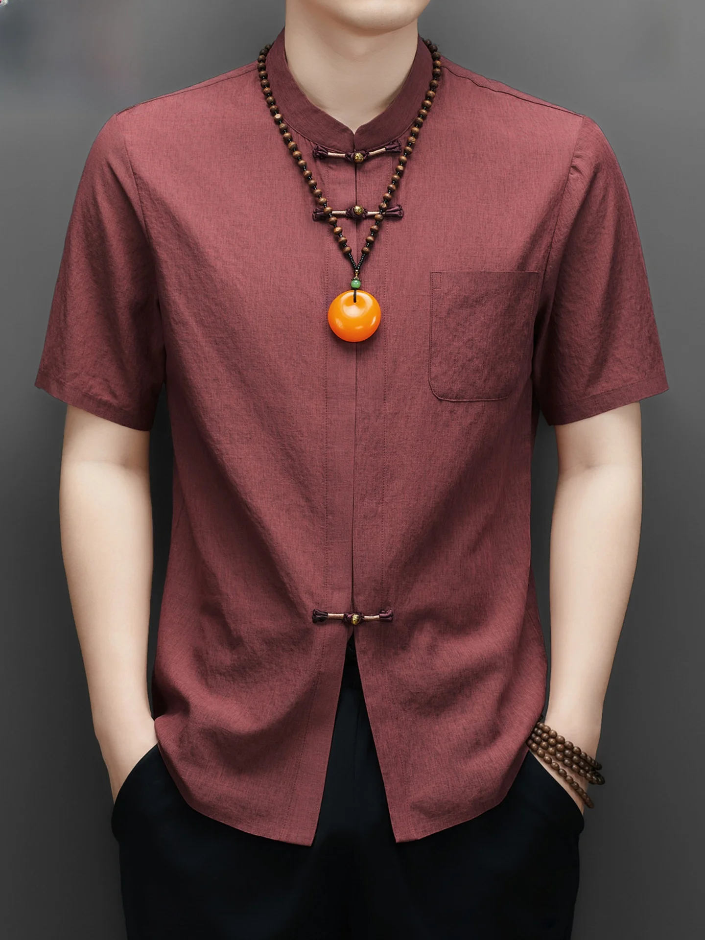 pierre-cardin-new-chinese-style-tang-suit-men's-short-sleeve-linen-t-shirt-stand-collar-casual-mid-aged-dad-clothes