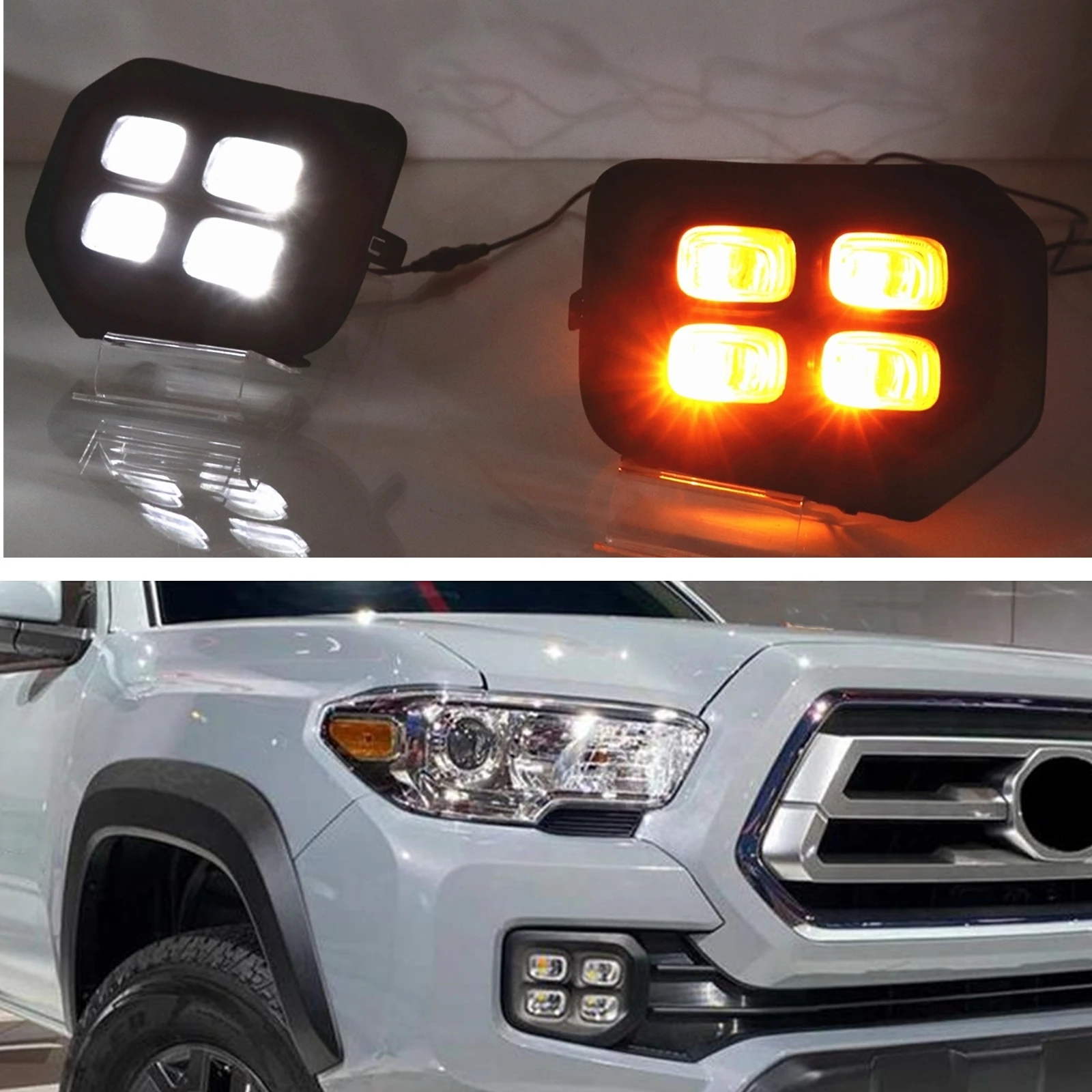 Front Bumper LED Light Side DRL Fog Lamp Daytime Switch Bulbs Signal Day Light For Toyota Tacoma 2016-2023