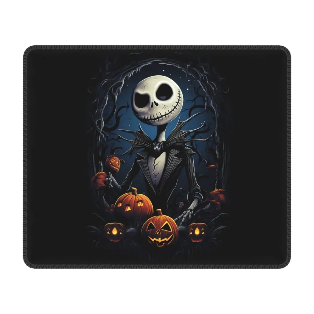 Custom Nightmare Before Christmas Mouse Pad with Locking Edge PC Gaming Mousepad Rubber Base Jack Skellington Office Laptop Mat