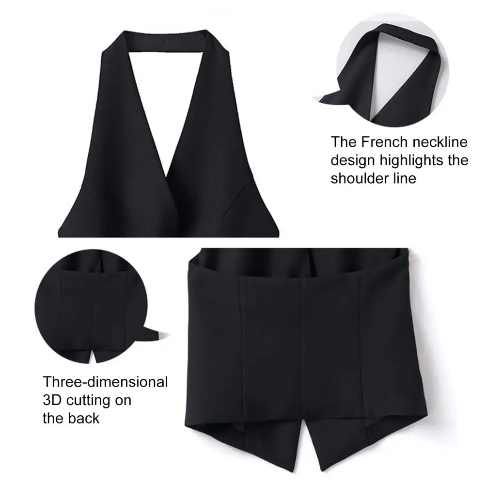 

Women Fashion Backless Halter Neck Waistcoat Sexy Sleeveless Button-up Female Outerwear Chic Vest Tops