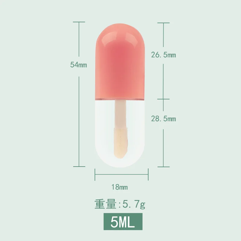 

New Mini Capsule Shaped 50 Pcs Cosmetic Packaging Lip Glaze Bottle Lip Gloss Tube 5ml Empty Tube