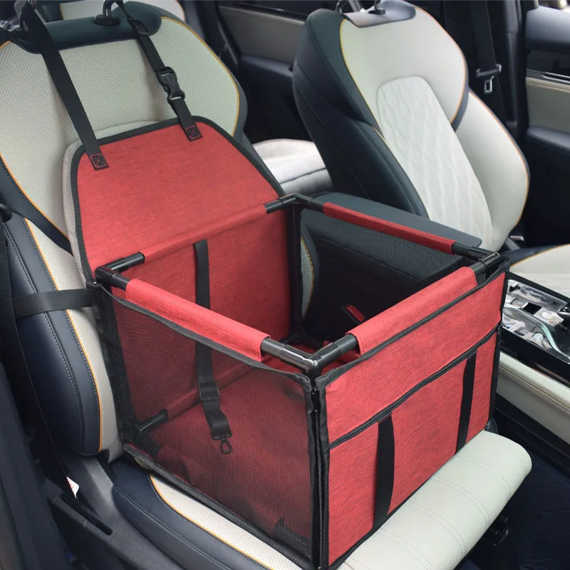 Pet Dog and Cat Safety Car Seat  Cover Foldable Hammock Pet Harness Cat Bag Basket Stable and Foldable Travel Dog Car Seat view 3