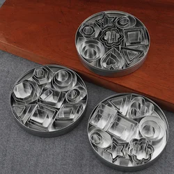 Stainless Steel Biscuit Mold Set, Cookie Circle, Chocolate, DIY, Vegetable and Fruit, Embossed Baking Tool, 24 Pcs