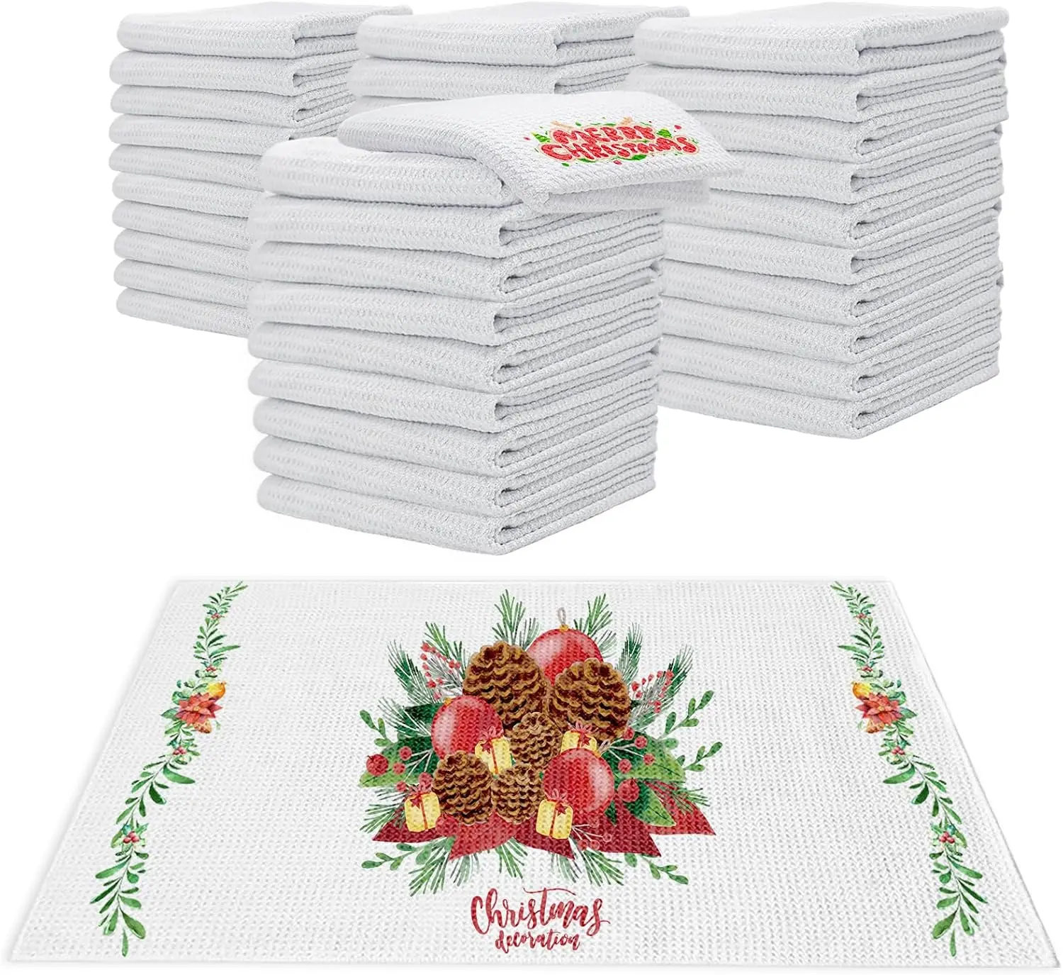 

Набор из 40 белых вафельных кухонных полотенец для сублимации, 16x24 дюйма, для термопереноса