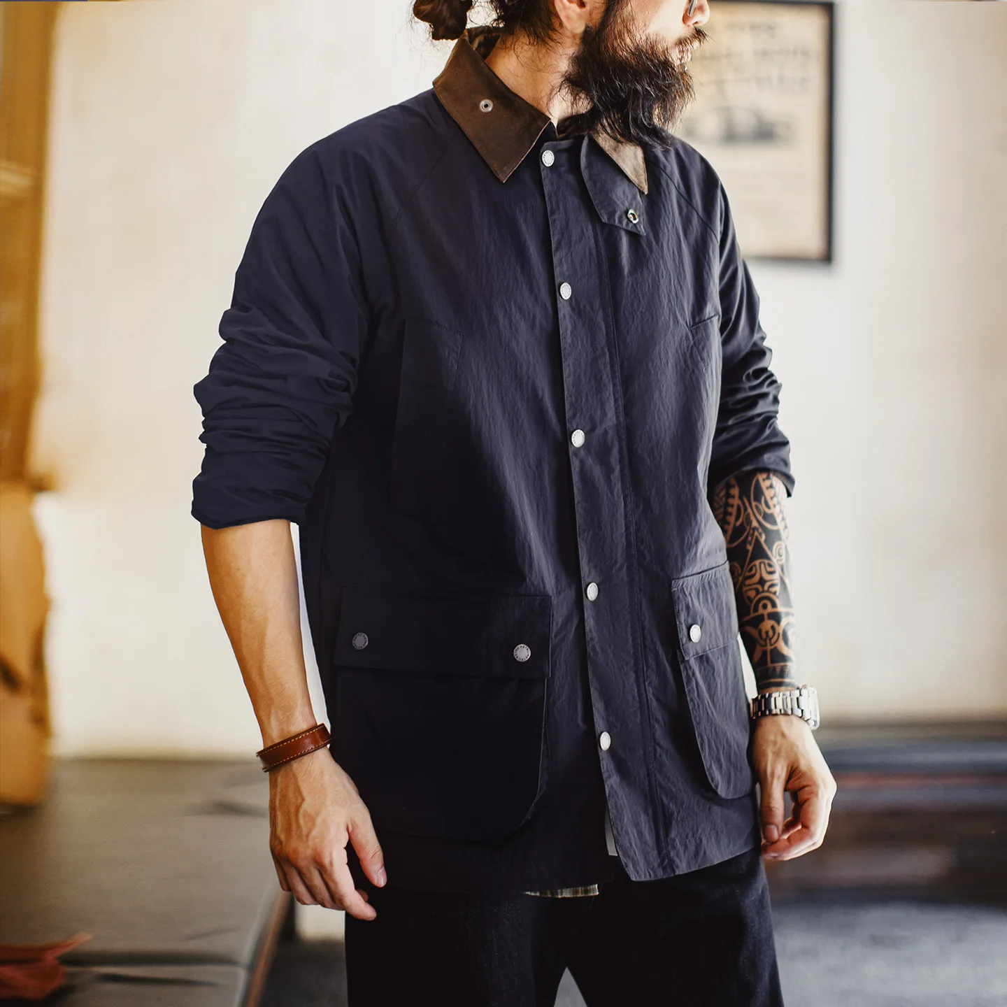 

Мужская винтажная куртка сафари Maden, синее уличное охотничье пальто в американском стиле ретро, водонепроницаемая повседневная рабочая одежда, верхняя одежда на осень