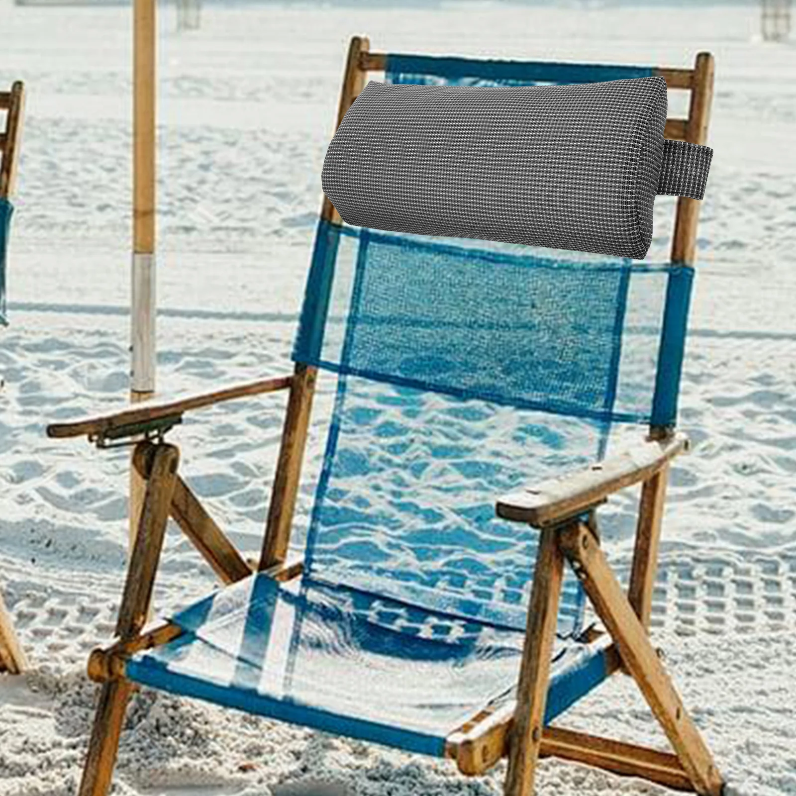 

Grey Lounger Cushion with Headrest Folding Chair Pillow for Outdoor Lounge Recliner Floor Support Foam Chaise Pad Relaxation