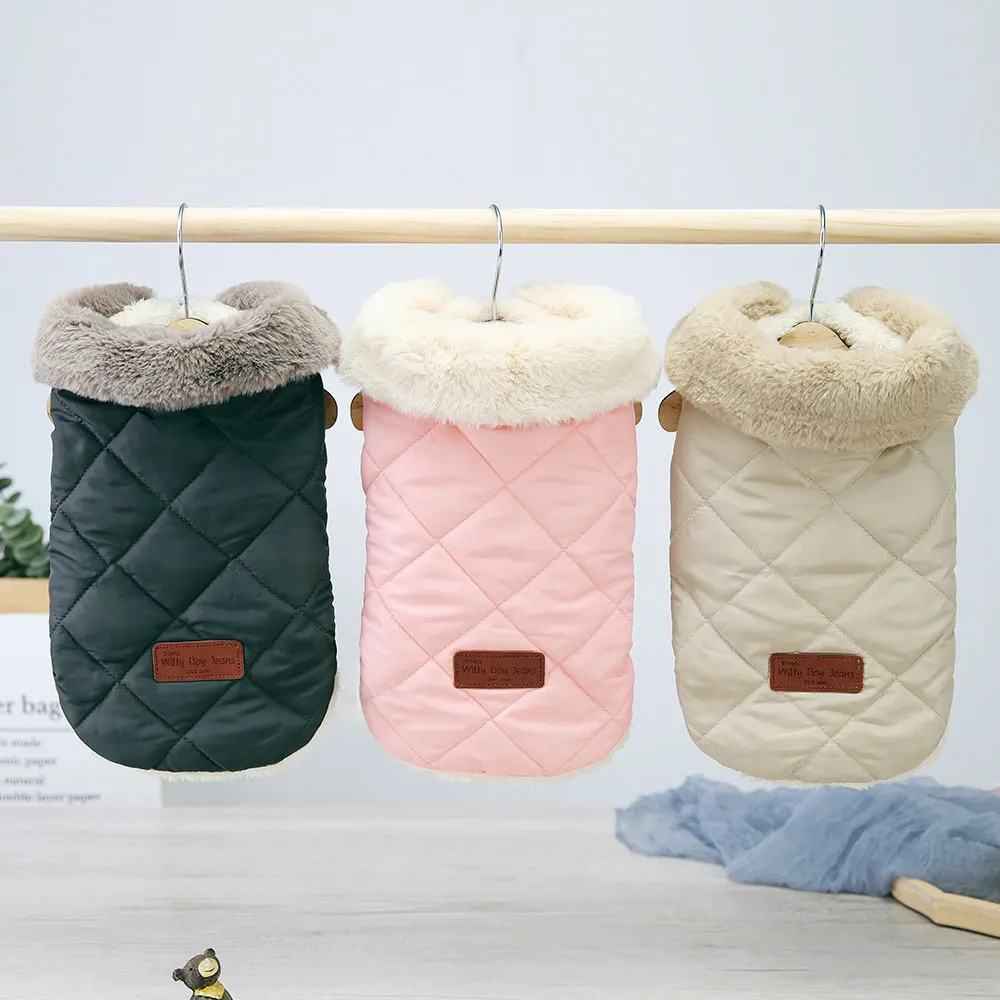 Winter Haustier Jacke Kleidung Super Warm Kleine Hunde Kleidung Mit Pelz Kragen Baumwolle Pet Outfits Französisch Bulldog Mantel Weste Chihuahua