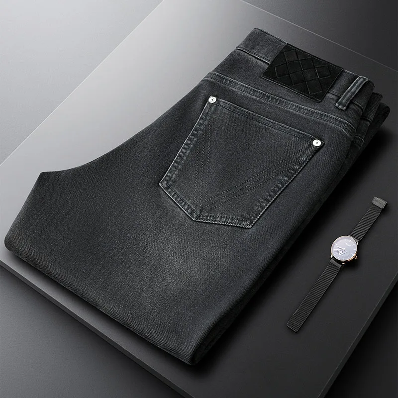 

Мужские джинсы премиум-класса: черные, серые, с эффектом потертости, приталенные, стрейч, прямые, повседневные, плотные брюки