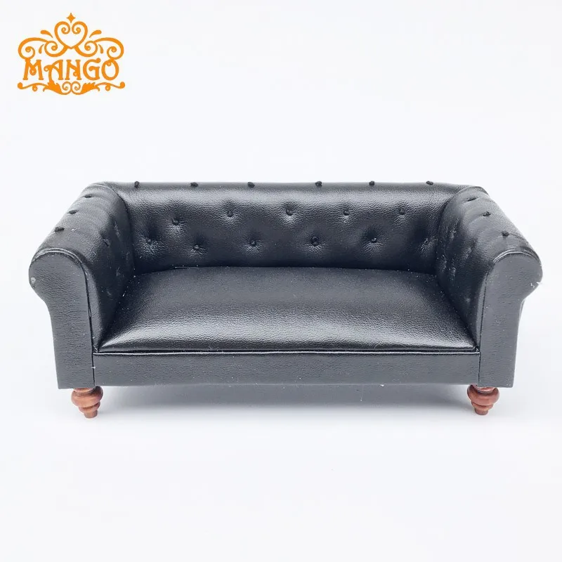 1/12 مقياس على الطراز الفيكتوري أريكة جلدية مصغرة دمية الأثاث لعب ل Bjd Ob11