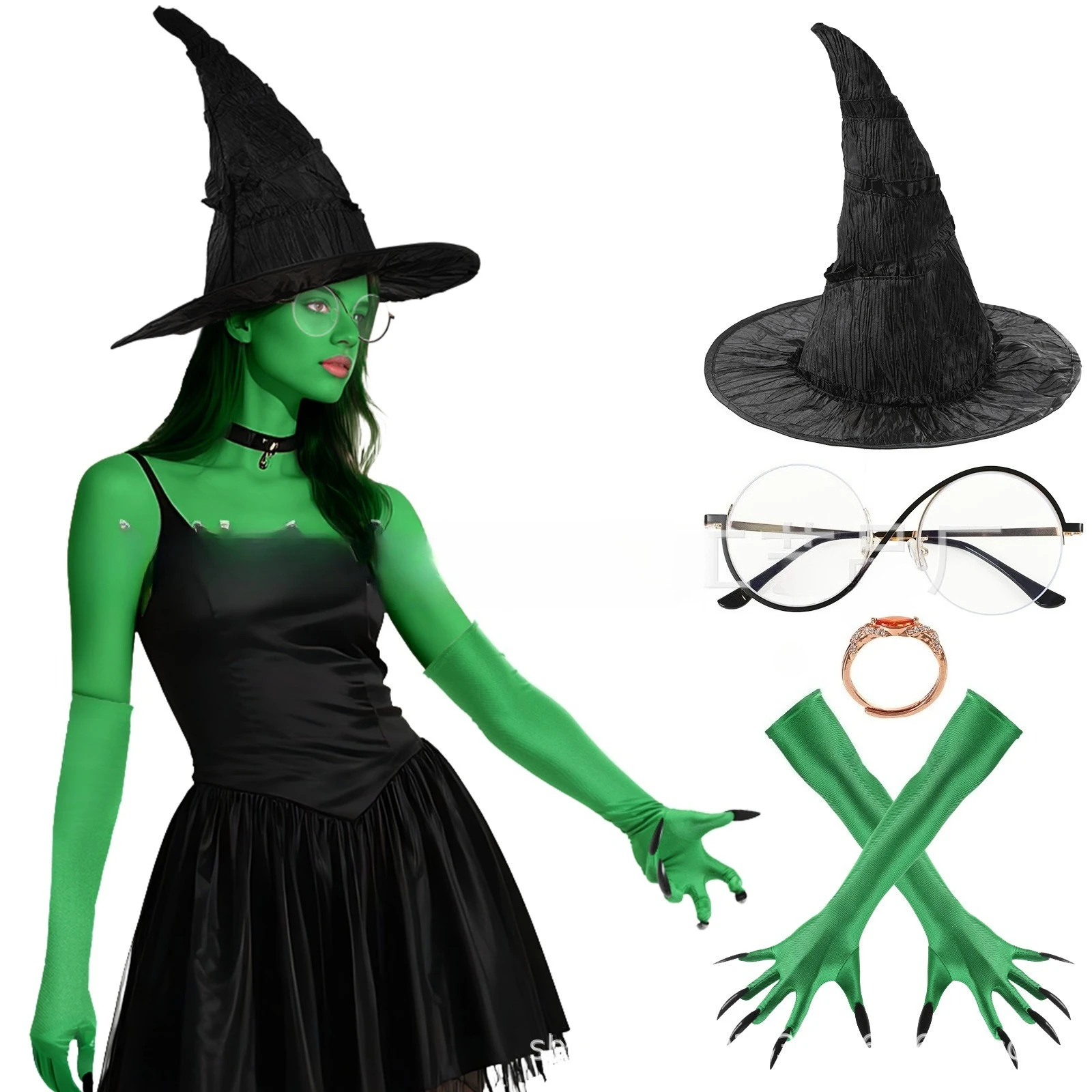 قبعة ساحرة للهالوين بدلة معالج Elphaba للحفلات التنكرية وحفلات المهرجانات