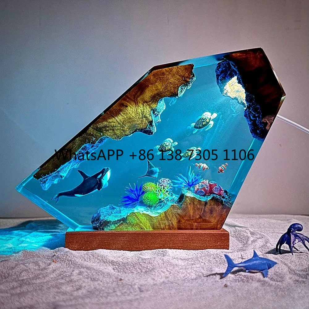

Killer Whale Turtle and Manta Ray Epoxy Resin Lamp Marine Resin Deep Sea World Type Night Light Christmas Gift