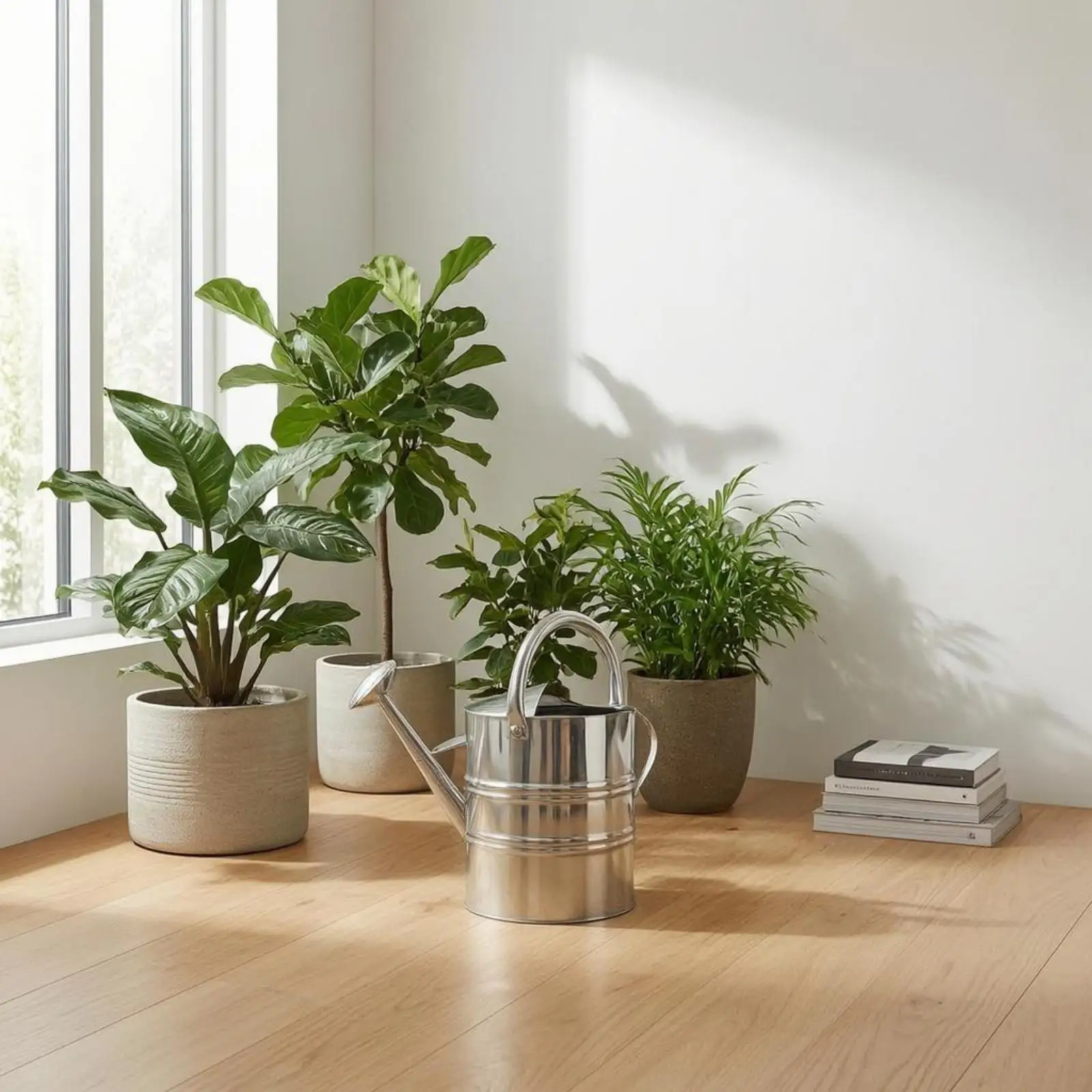 Large Stainless Steel Watering Can Long Nozzle Garden Pot Houseplant Water Dispenser for Routine Plant Care