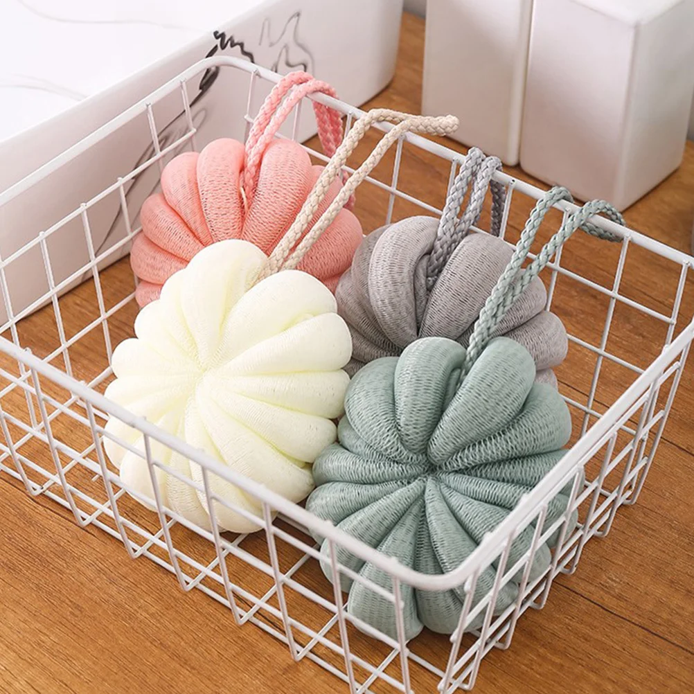 

4pcs Bath Balls Delicate Shower Sponges Gentle Skin Massage Deep Cleansing Exfoliating Mesh Sponge For Bathroom Hotel Use