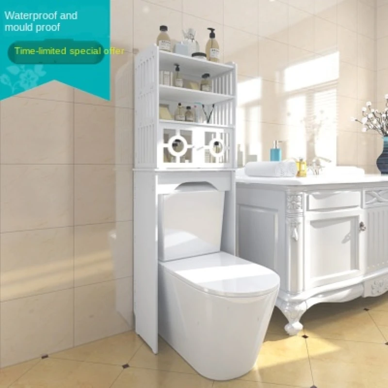 

Waterproof Toilet Shelf Floor Mounted Storage Cabinet Bathroom Rack Behind The Top Of The Lavatory No Punching Required