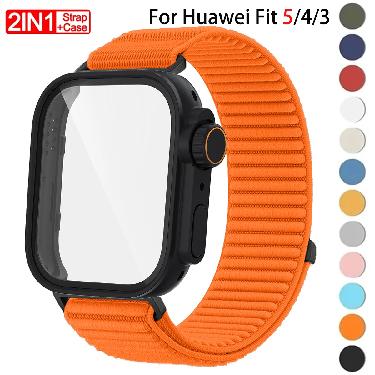 

Strap + Case + Glass for Hauwei Watch Fit 5/4/3 5/4Pro Full Cover Bumper Shell Nylon Sport Band for Huawei Fit 5Pro Bracelet