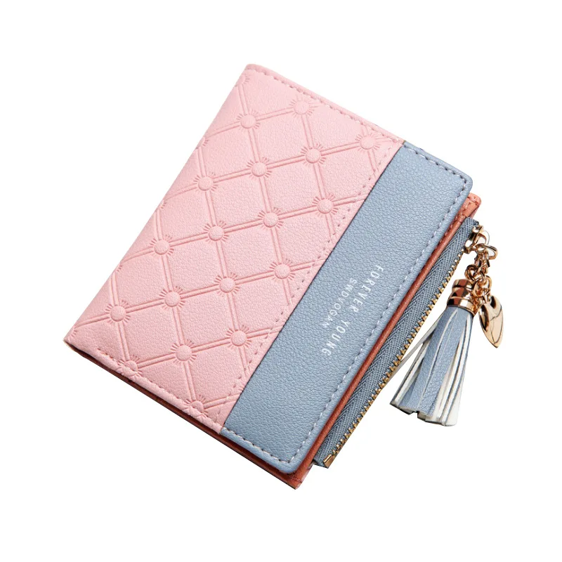 2023 New Women's Short Wallet Korean Edition Zipper Snap Button Multi Card Large Capacity Tassel Zero Wallet