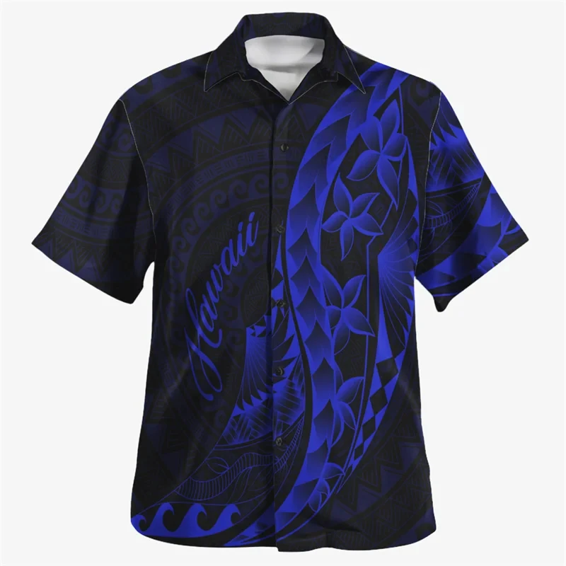 3D-Druck amerikanische polynesische Hawaii-Flaggen hemden für Männer Kurzarm Hawaii Strand hemden Herren lässige T-Shirts Kleidung