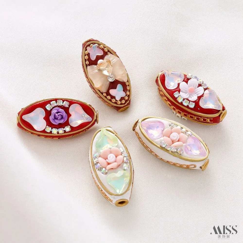 

Nepal Pearl-Tibetan Decal India-Pakistan Style Retro Oval Bead Diy Braided Rope Pendant Exotic Jewelry Accessories