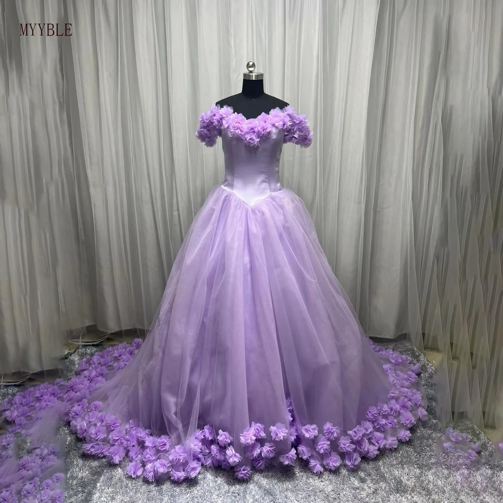 

Customized Off Shoulder Quinceanera Dresses Ball Gown Tulle Flowers Formal Party Evening Sweet 18 Vestidos Elegant Prom Dress