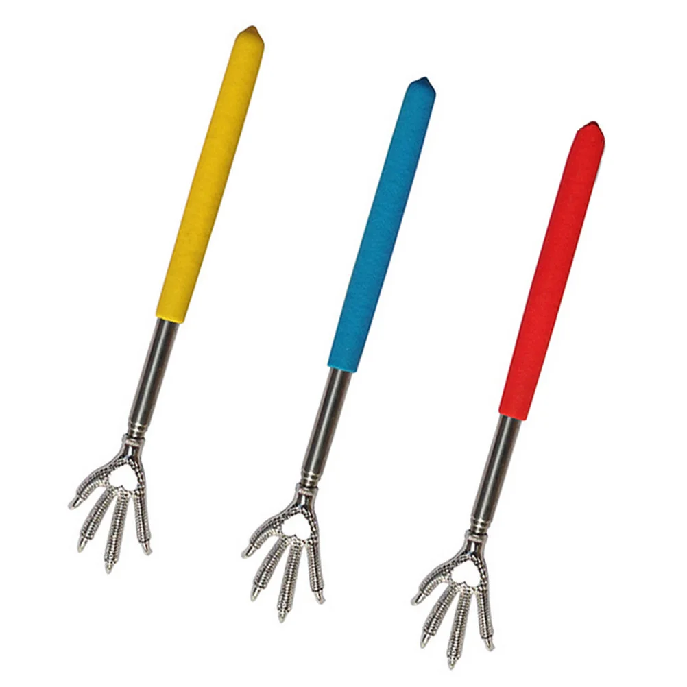 

3pcs Telescopic Back Scratcher Stainless Steel Rubber Handle Extendable Portable Massage Tool For Back Relief Itch Scratching