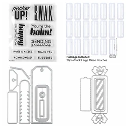 Plastic Clear Rectangle Domes, Self-Adhesive Lip Balm Pouches Money Holder/Candy Metal Cutting Dies for DIY Craft Gift Cards