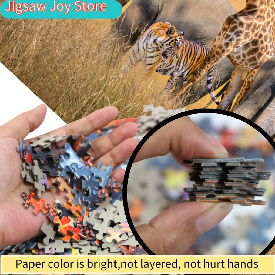 1 caja de piezas de rompecabezas de papel que se ajustan perfectamente entre sí para adultos, juego de "Animales de la pradera" - Ideal para fiestas, familiares y amigos