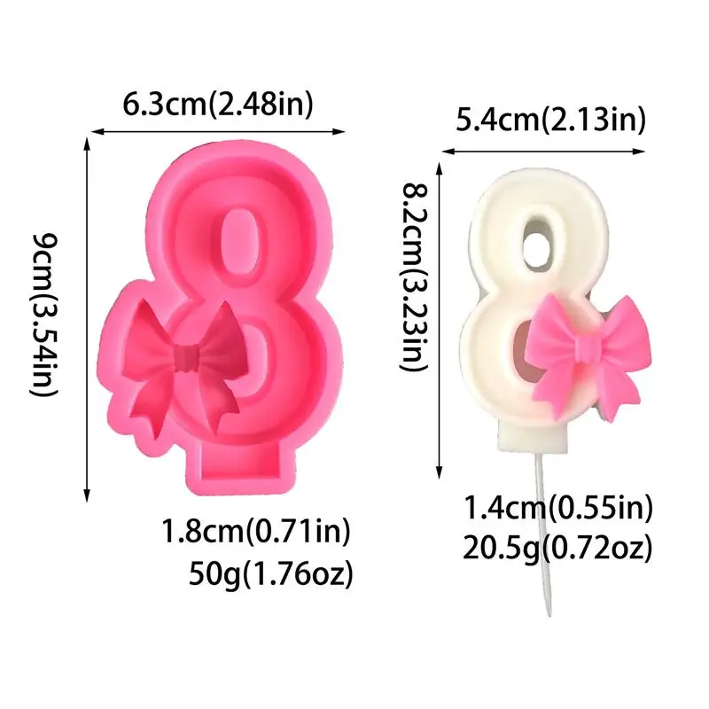 3D Bowknot Number Molds 0-9 Arabic Number Candle Silicone Mold DIY Fondant Baking Cakes Decoration Birthday Wedding Anniversary