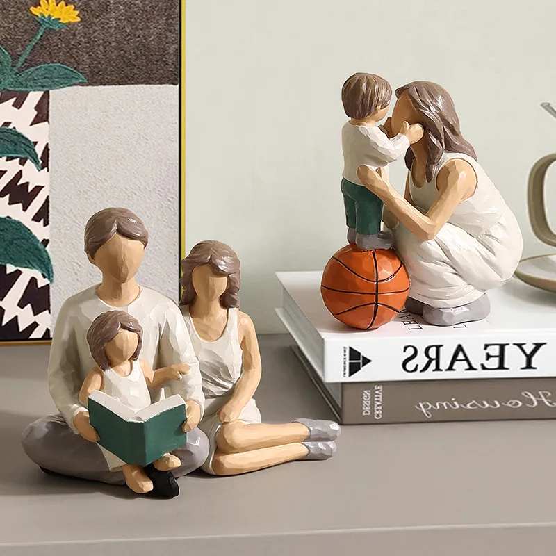 Warm cross-border parent-child desktop ornament, living room TV cabinet, office wine cabinet, high-end home resin decoration