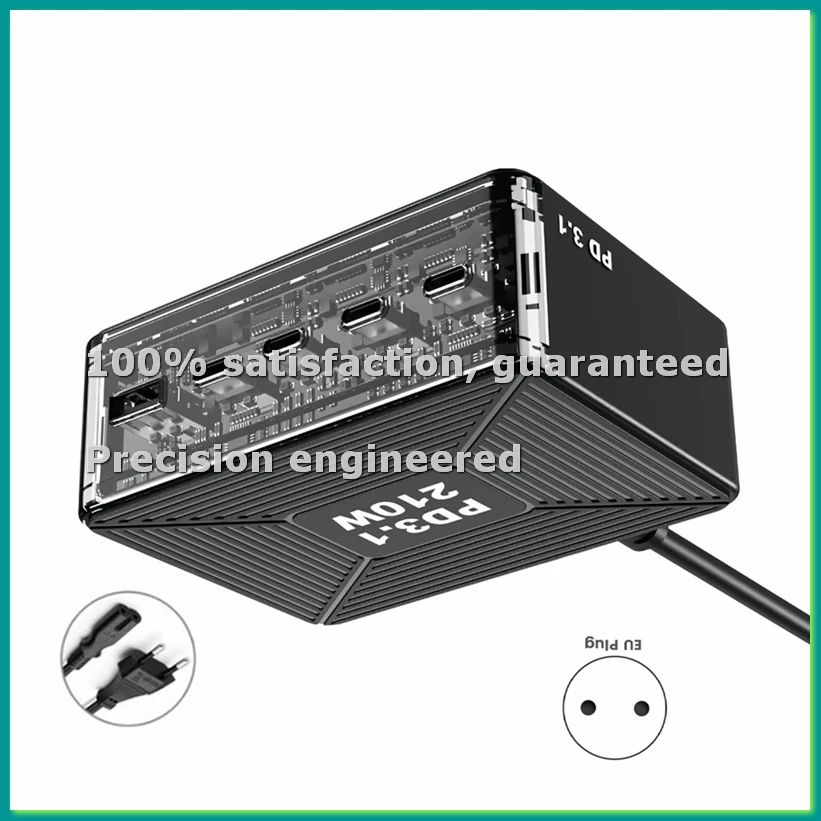 210W PD 3.1 GAN Desktop Charger USB Type C Fast Charging Station for Pro//SamsungS23 Phone Tablet EU PLUG-TCES