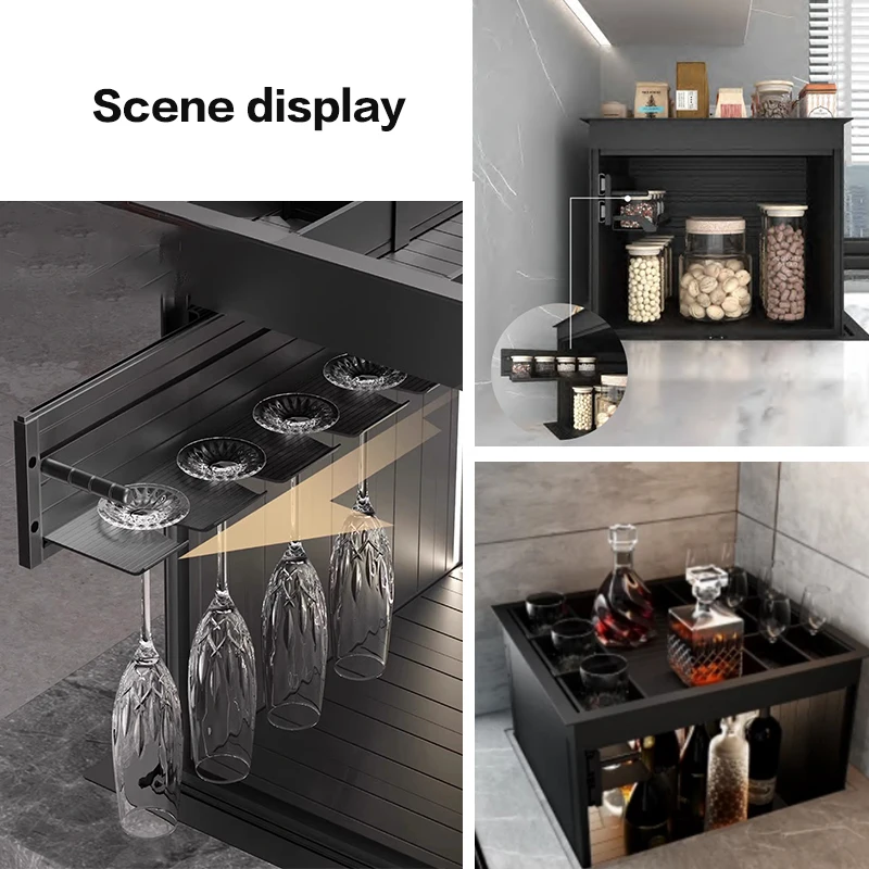 STARSHINE インテリジェント電動リフティングプルバスケットワインキャビネット二層垂直リフティングキッチン調味料プルバスケット