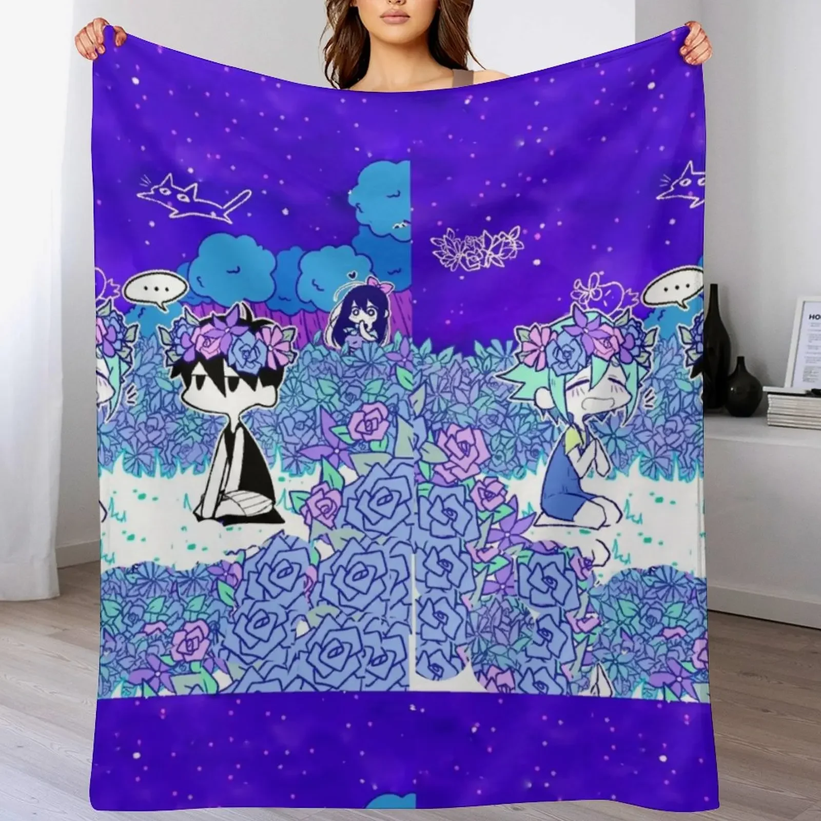 Omori Basil And Folower Sticker - Omori Basil And Folower Poster Throw Blanket Flannel Fleece Soft Warm Throw Blanket