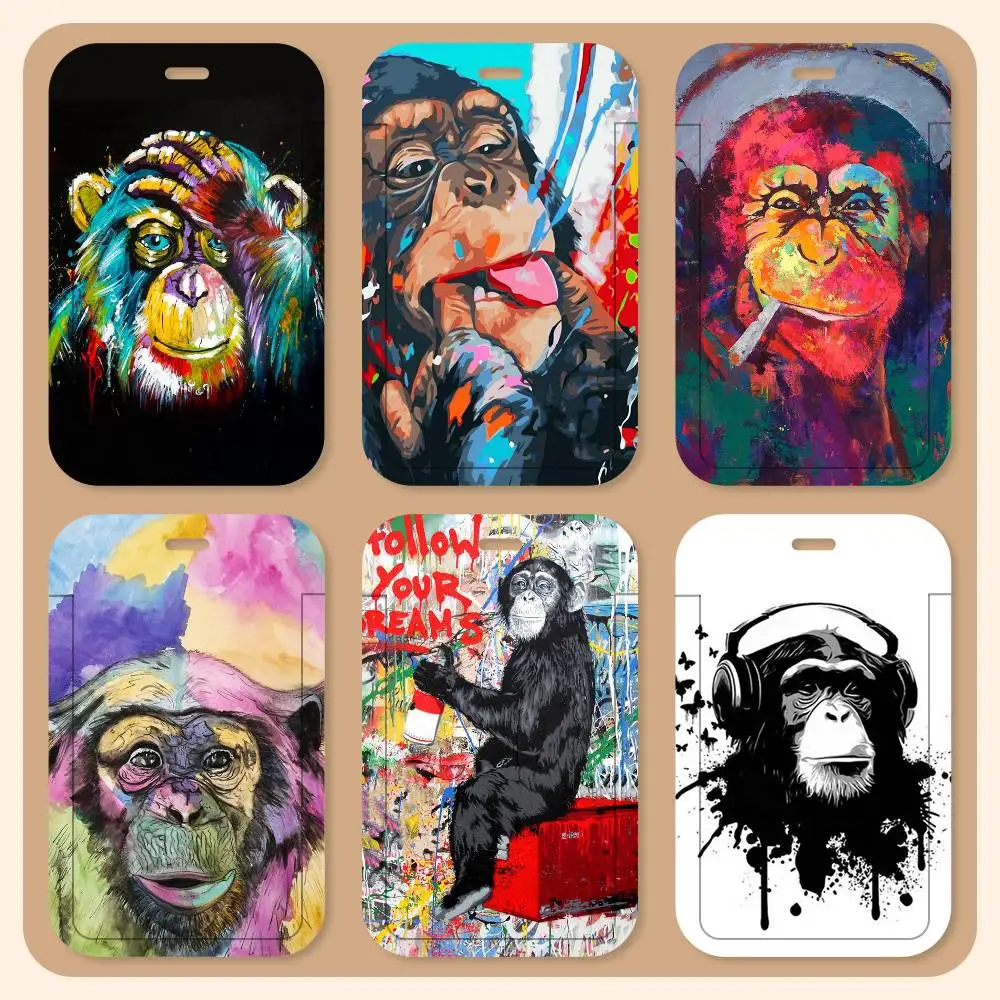 

Красочный брелок-держатель для ID-карты с подвеской в виде обезьяны, шейный ремешок, держатель для бейджа, шнурок для ключей, чехол для рабочего пропуска, подарок