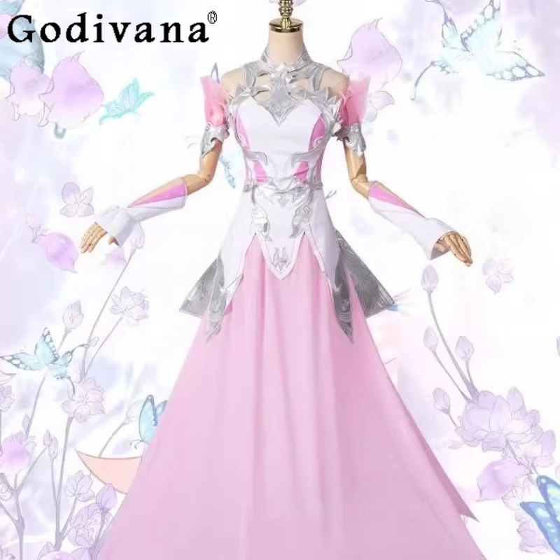 Appuntamento Cosplay Abito da donna Festa di compleanno Abito lungo rosa Abito formale da prestazione a vita alta femminile