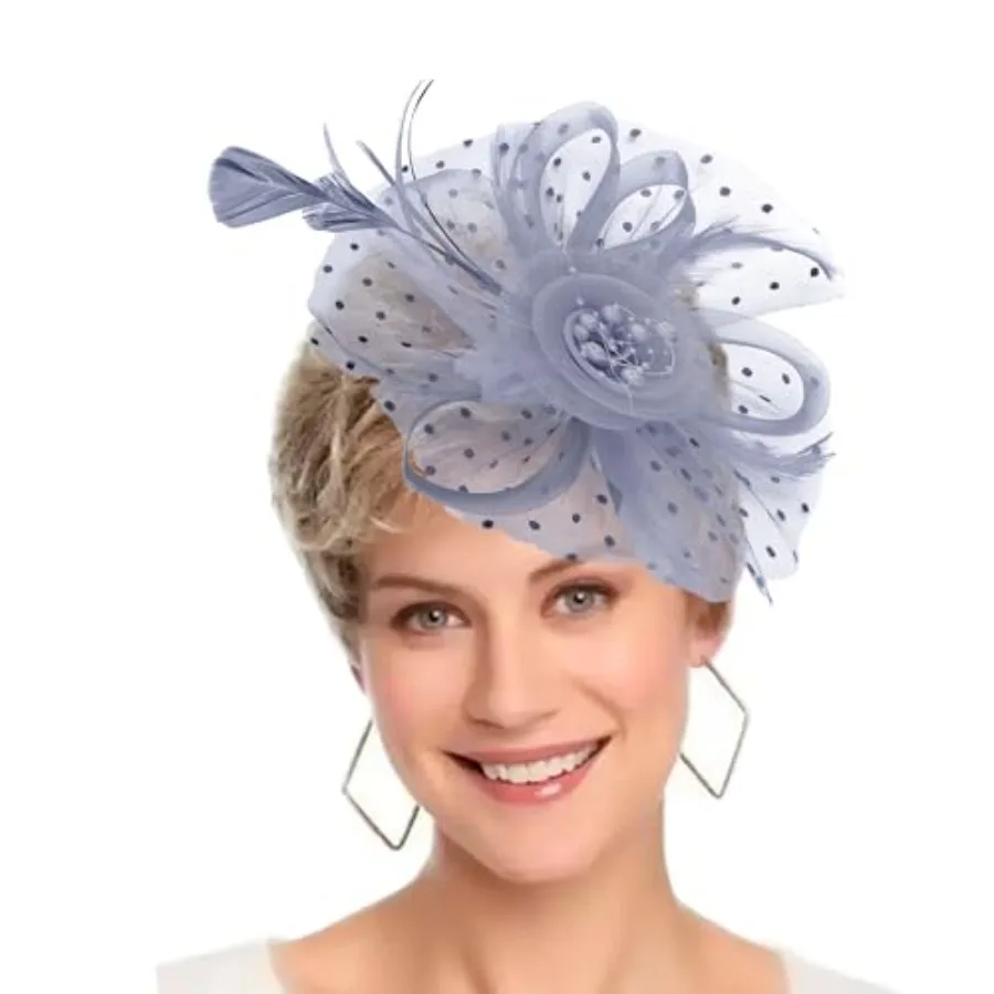Fascinators Hat Women Tea Party Headband Flower Cocktail Mesh Feathers Hair Clip Kentucky Derby Hat Wedding