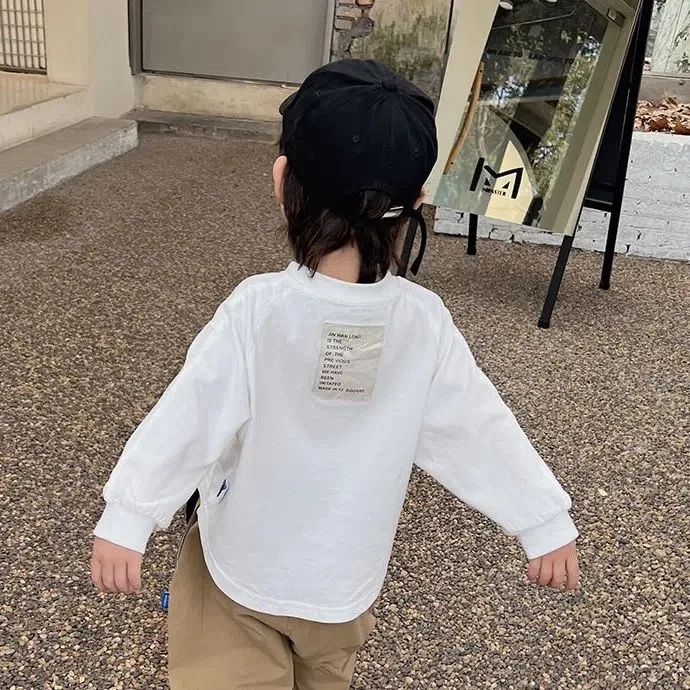 2024 Spring New Children Long Sleeve T Shirt Cotton Baby Boy Girl Solid Casual Bottoming Shirt Toddler Kids Versatile Loose Tops