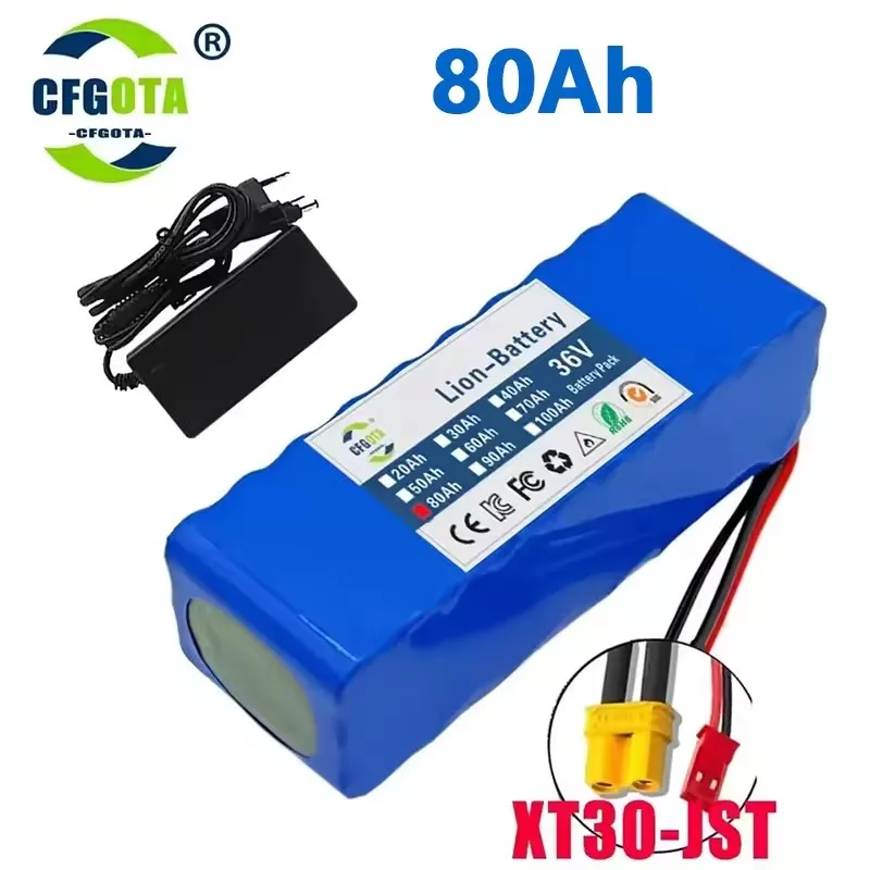 36V 100Ah 18650 battery pack 10S3P 100000mAh built-in 15A BMS, 250W-500W battery+42V 2a charger image 3