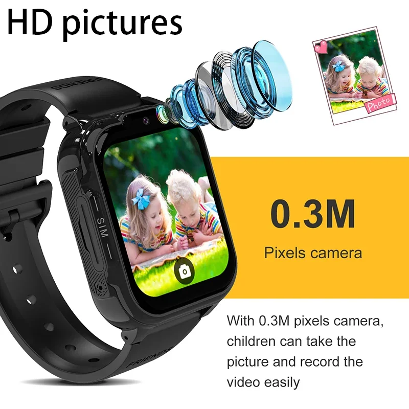 2024 New SIM 4G Kids Smart Watch GPS History Location Display HD Video Call Camera SOS Waterproof LBS Tracker Kids Smart Watch