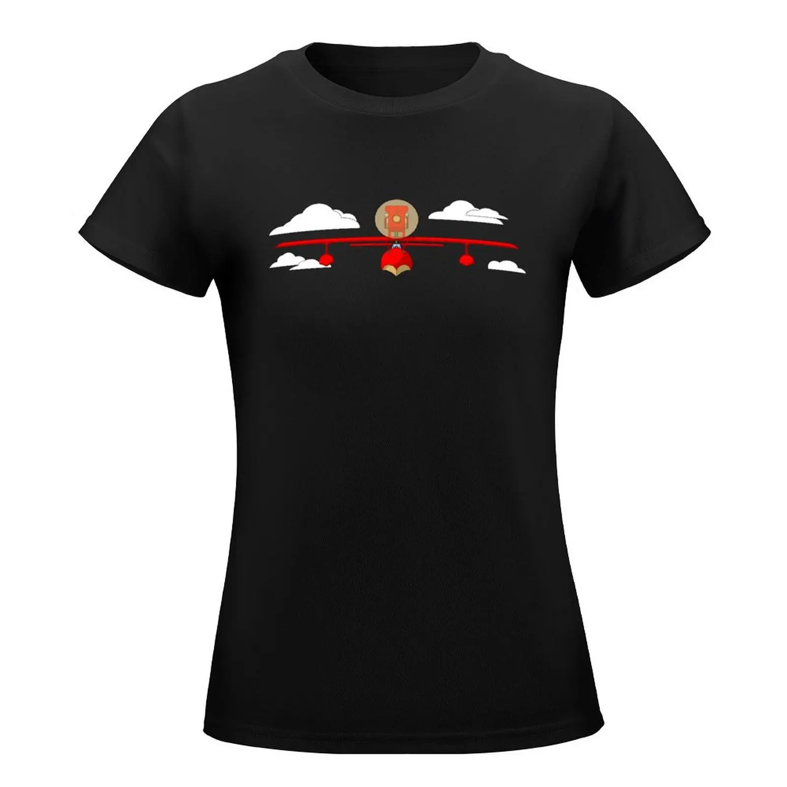 Crimson Pig Red Plane T-Shirt female Aesthetic clothing blacks plain clothes for Women