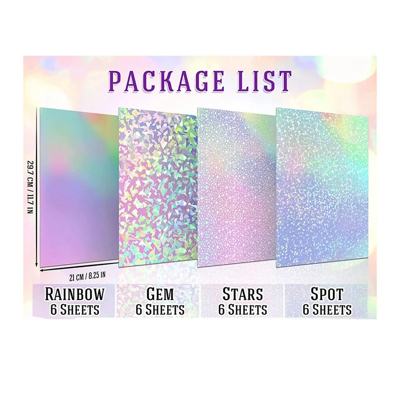 24 Sheets Vinyl Sticker Paper for Inkjet Printer - Printable Glossy Sticker Paper and Holographic Laminate Sheets-PZZW