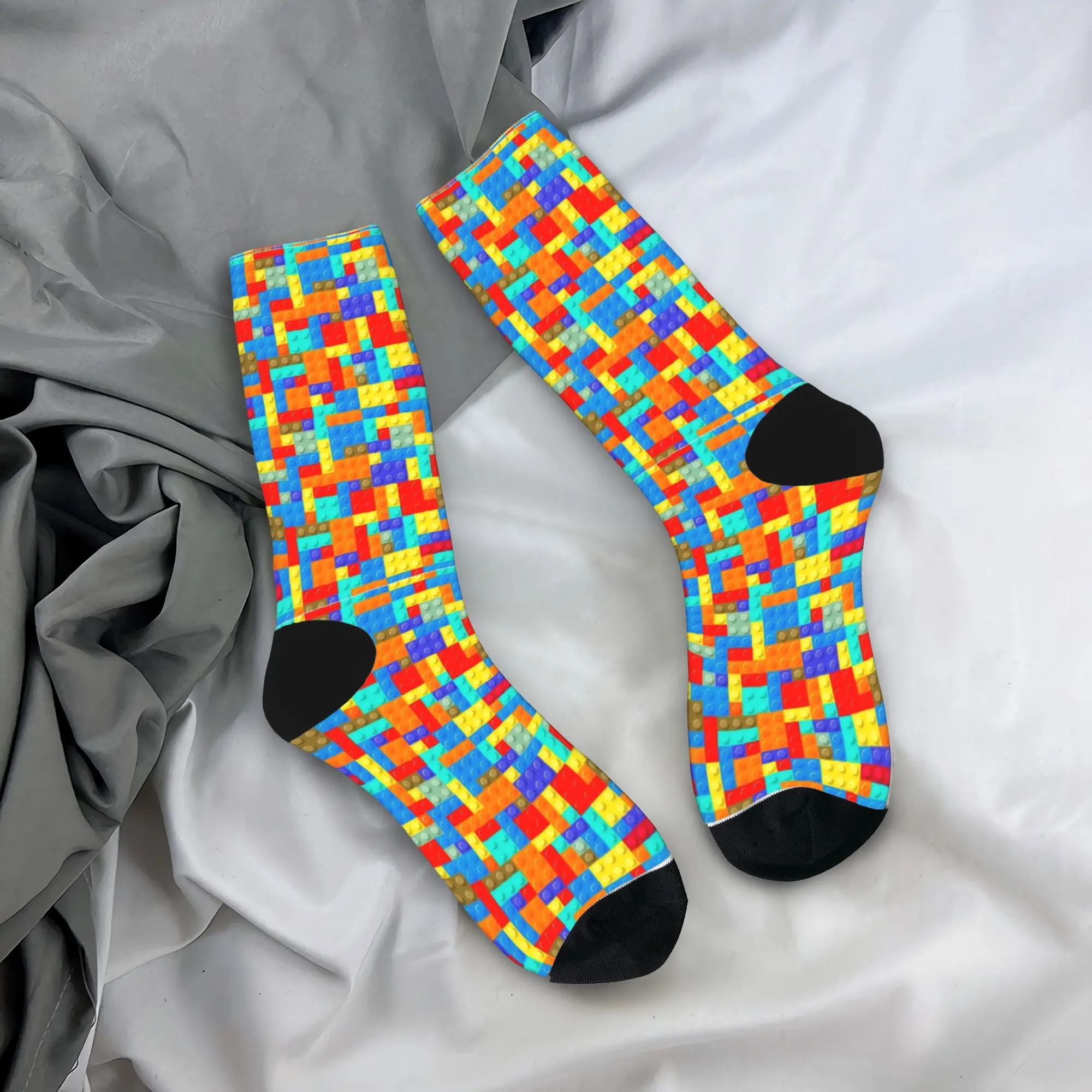 Building Block Colorful Print Socks  Korean Stockings Autumn Anti Skid Unisex Men Socks Soft Printed Skateboard Socks
