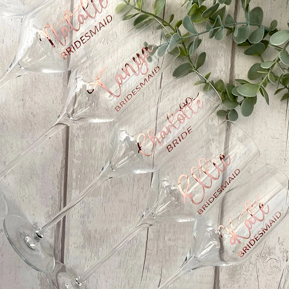 Custom Name Stickers Wedding Favour Bridal Party Decorations Vinyl Decal for Glass Water Bottle Champagne Flute Bridesmaid Gifts