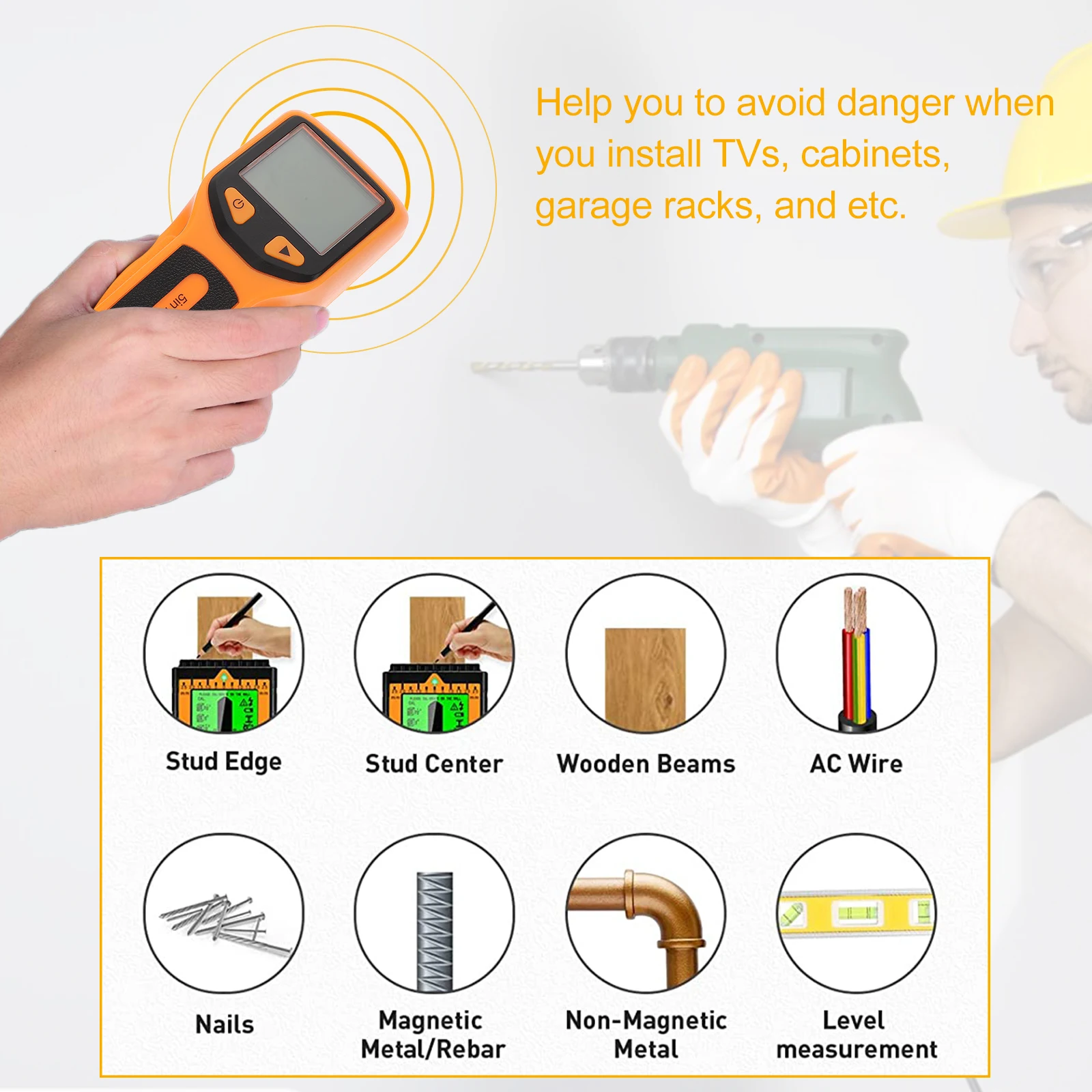 

Stud Wall Scanner Metal Digital Handheld Tool Professional PC Studs Locator Multi Function Instrument