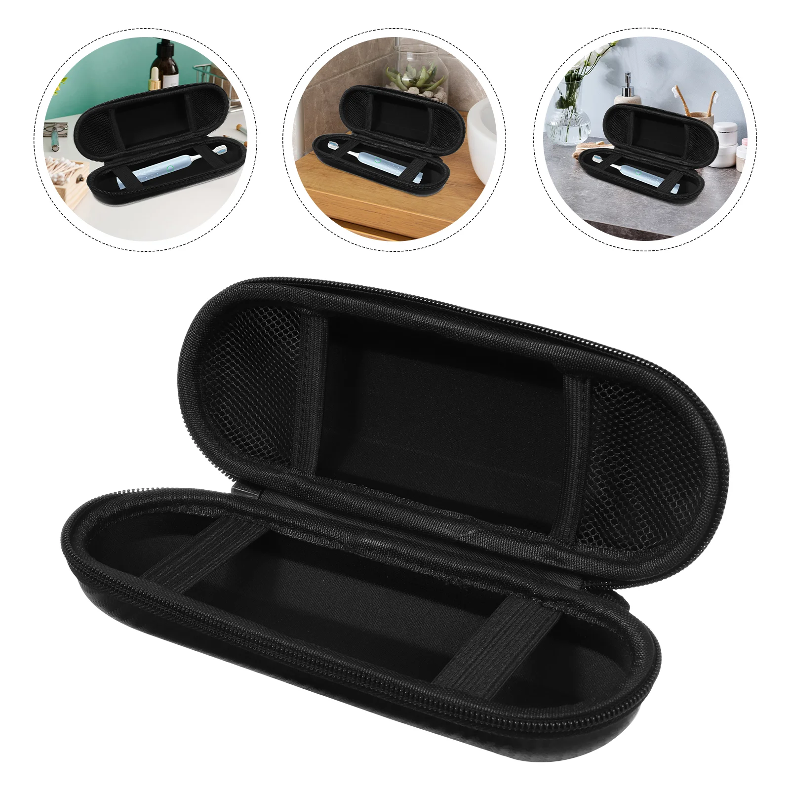 Sponge Holder Toothbrush Storage Box Electric Case Bags Water Proof Travel Black and Toothpaste